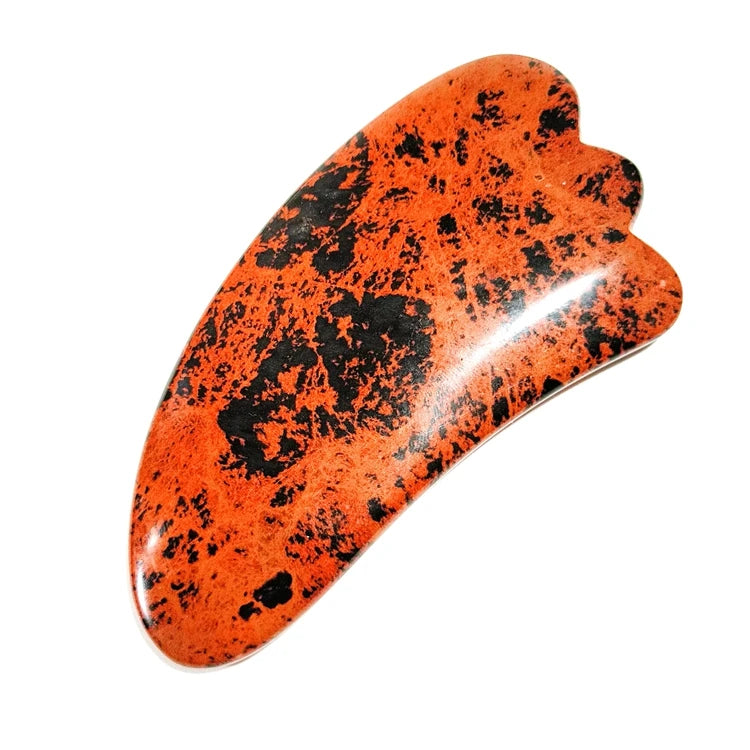 DIY Best Selling Mahogany Obsidian Gua Sha Natural Stone V Shape Guasha Jade Scraping Massage Tool