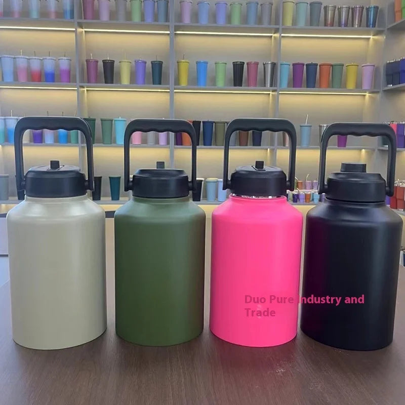 Large 304 Stainless Steel Outdoor Thermos Cup Portable 64Oz/128Oz Vacuum Space Pot for Camping American Style Water 128oz
