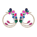 2023 Valentines Days  Luxury Style Colorful Diamond Flower Earrings Personality Creativity Hollow Round Alloy Diamond Earrings