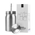 Custom Mason Jar Double Wall Vacuum Insulated Mason Jar Cup 500ml Stainless Steel Mason Jar With Straw and Lid