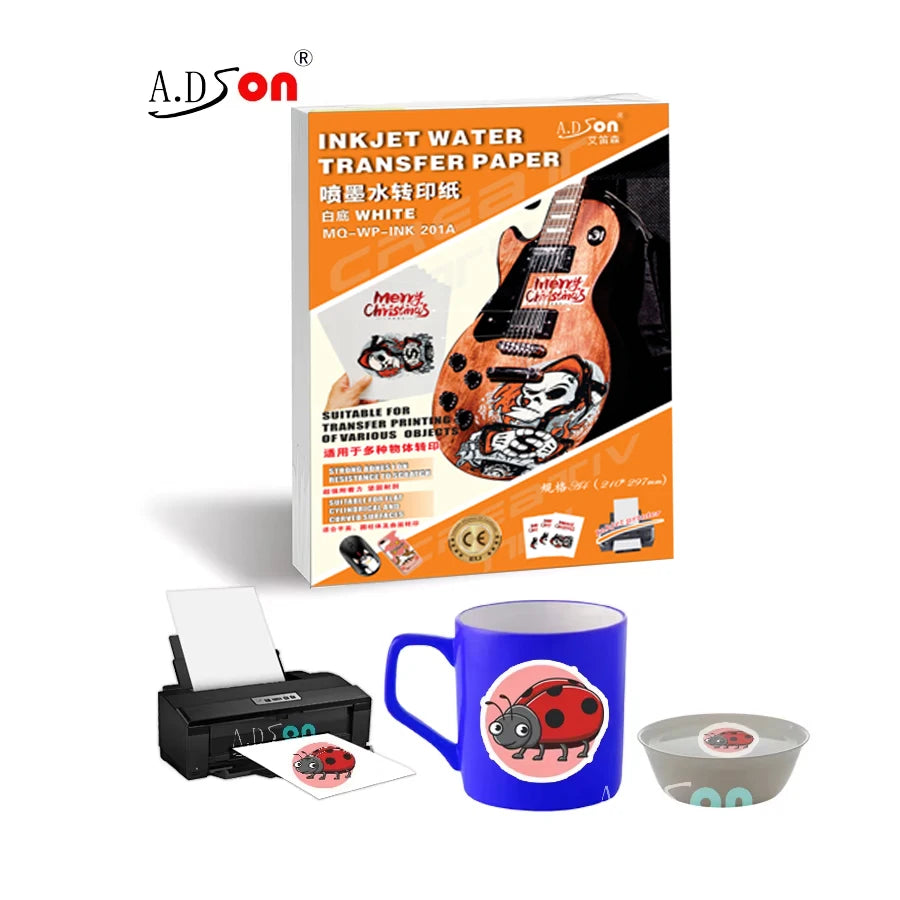 A.DSon Inkjet Digital Printing Transparent Water Slide Decal Transfer Paper Clear White A2/A3/A4/8.5x11 Sizes