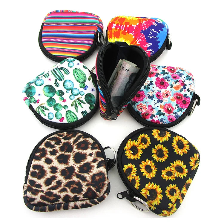Ready to Ship Sublimation Printing Washable Neoprene Mini Cosmetic Pouch Portable Makeup Bag Small Zipper Purse Wallet RTS