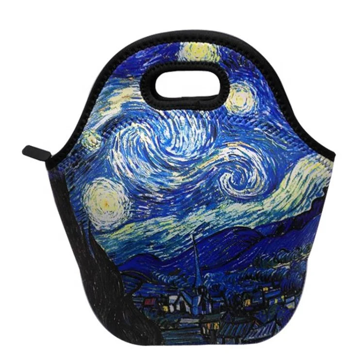 Art Neoprene Tote Reusable Lunch Box Bag Thermal Freezable Insulated Bag