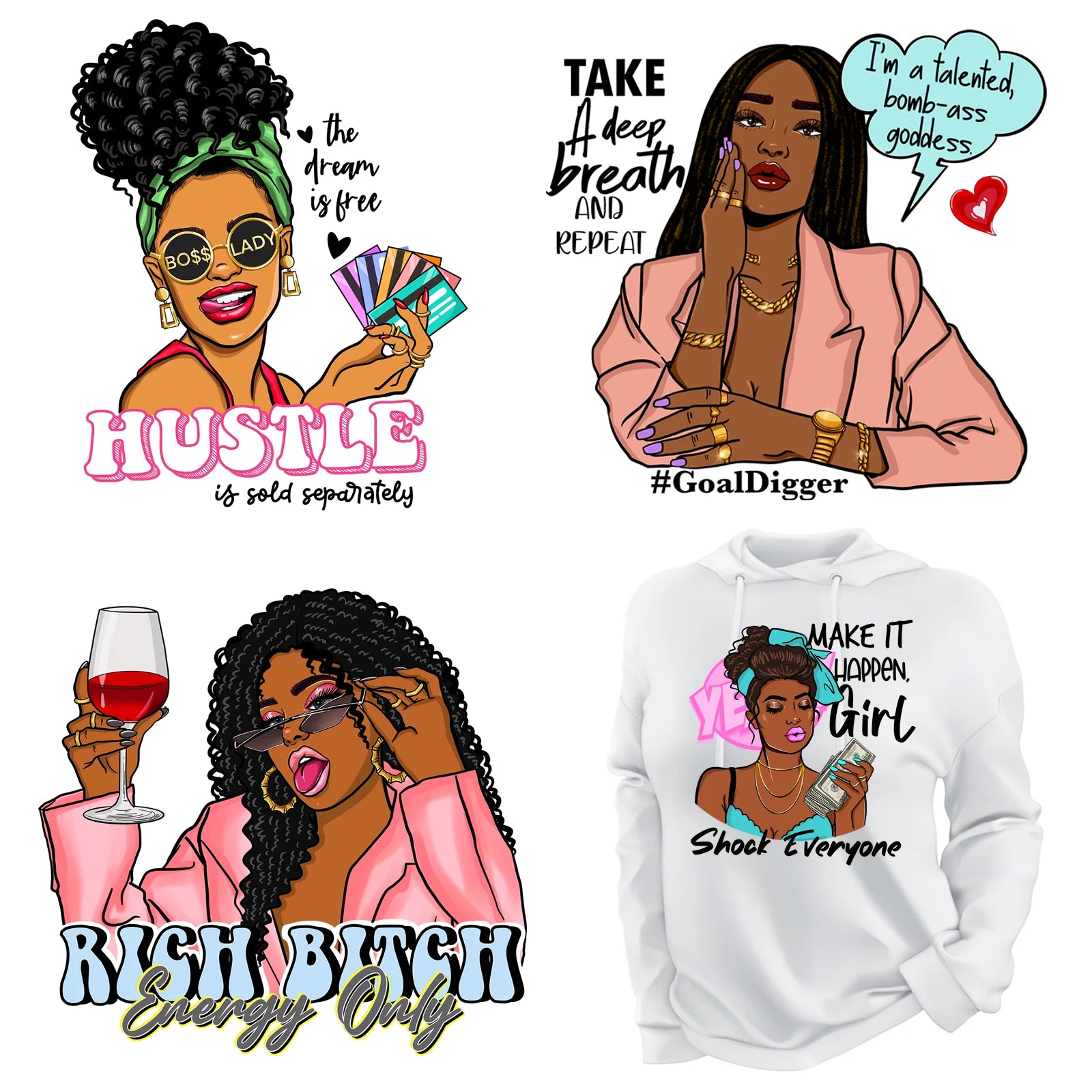 Wholesale Custom Printing Htv Blm Design Heat Press T-shirt Fashion Afro Girl Vinyl Iron on Transfer