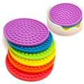 Top Sell Popular Cup Drink Coaster Set Deep Column Pattern 6 Pieces Silicone Coaster Set