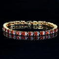Stylish Sparkling White Baguette Cubic Zirconia Yellow Gold Color CZ Women Tennis Bracelet With Extension Clasp