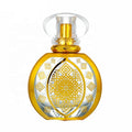 Wholesale High-end 50ml Golden Glass Perfume Bottle UV Electroplated Carved Arabic Style Perfume Bottle