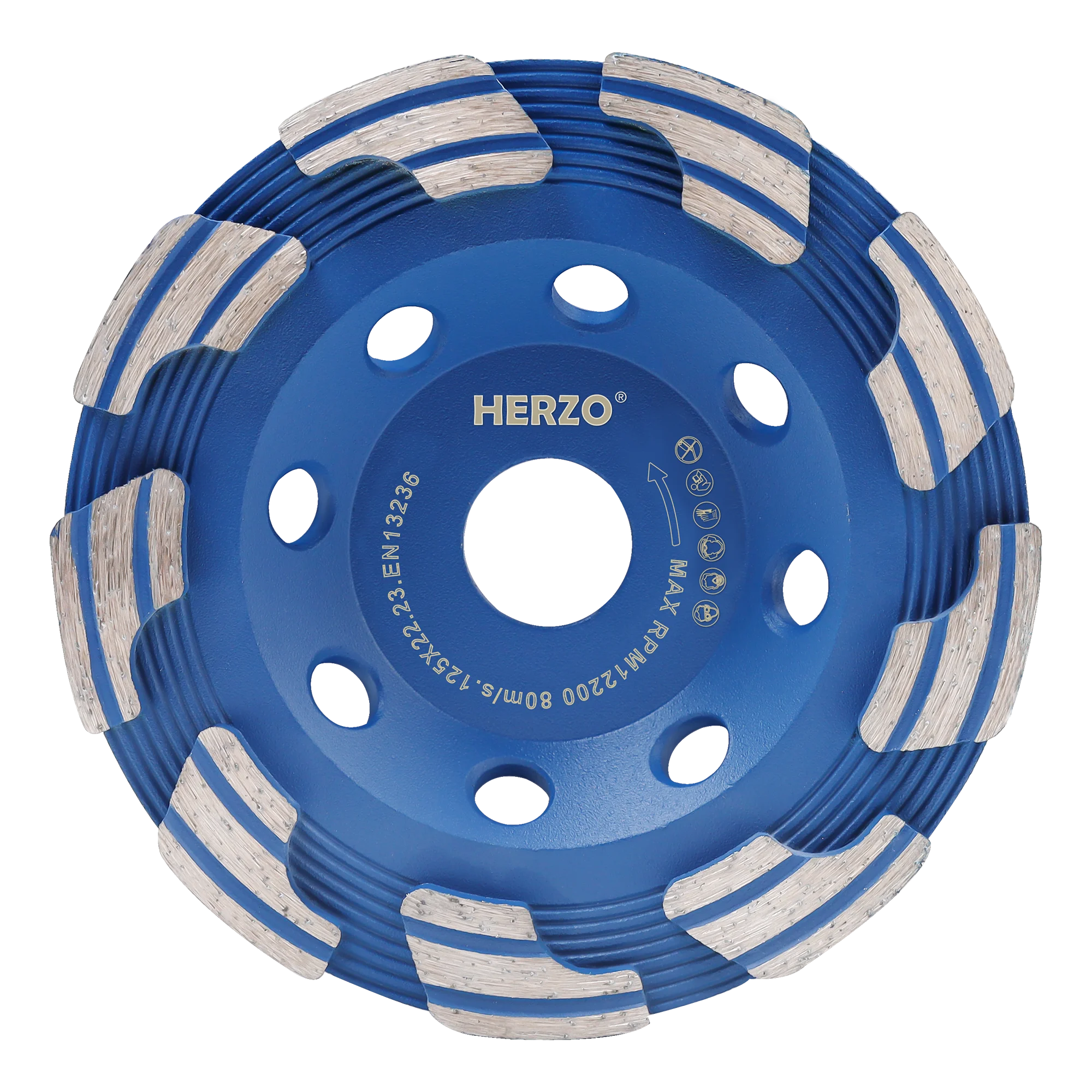 HERZO 125mm Diamond Polishing Cup Disc Customized Size for Marble and Concrete Grinding and Deburring OEM Supported