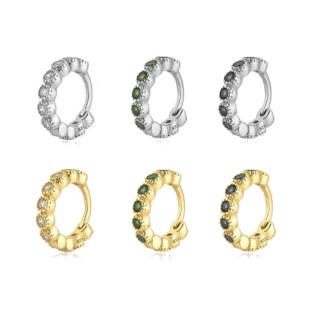 YHE0277 100% Real 925 Sterling Silver Hoop Earrings for Women Zircon CZ Round Circle Earrings Round Earing Wedding Jewelry
