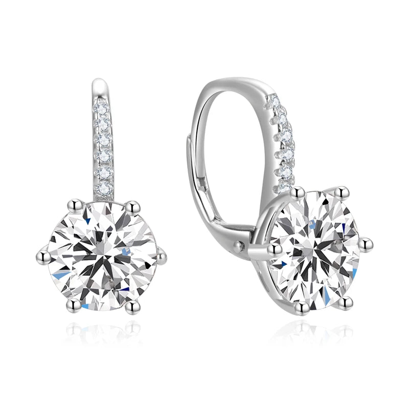 925 Silber AAA Cubic Zirconia Double Sided France Lock Leverback Earrings with Gold Plating Trendy Clip-On Diamond Jewelry
