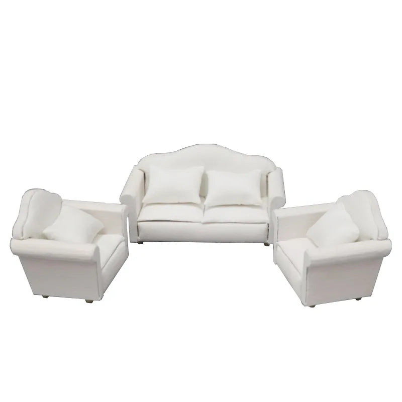 1:12 Dollhouse Couch Miniature Furniture Sofa with Pillows for Living Room Desktop Decoration Mini Home Scene Accessories M3868