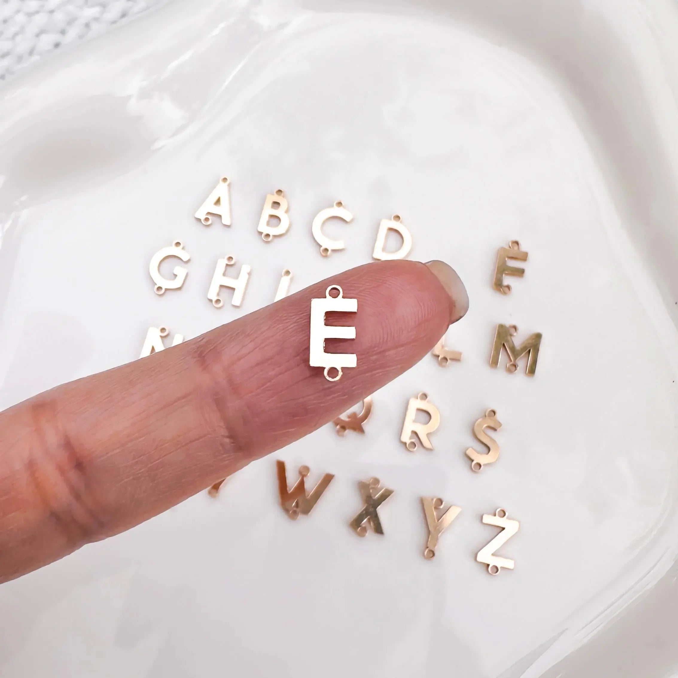 GP Vertical Initial Connectors 14K Gold Filled 925 Silver Jewelry Permanent Making Tiny Letter Charms Connector Charms A-Z