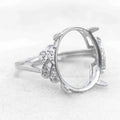 Sterling Silver 12*15mm Semi Mount Ring Empty Frame Blank Support Setting S925 Base Holder Without Center Stone DIY for Inlay