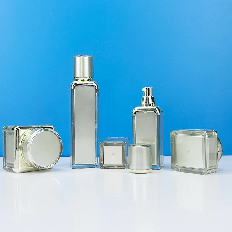 Wholesale Custom30g 50g White Square Empty Acrylic Bottle Container Jar With Lids