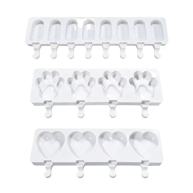 4 Cavity 8 Cavity DIY Love Gourd Bear Paw Oval Shape Ice Cream Silicone Mold Reusable Chocolate Popsicle Mold for Kids