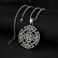 Antique Silver Plated Vintage Stainless Steel Triangle Round Pendant Viking Necklaces for Parties Engagements Anniversaries