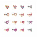 Wholesale Classic Love Series Ear Bone Studs Pink Girls 18k Gold Plated Peach Heart Earring Stud Brass Piercing Jewelry