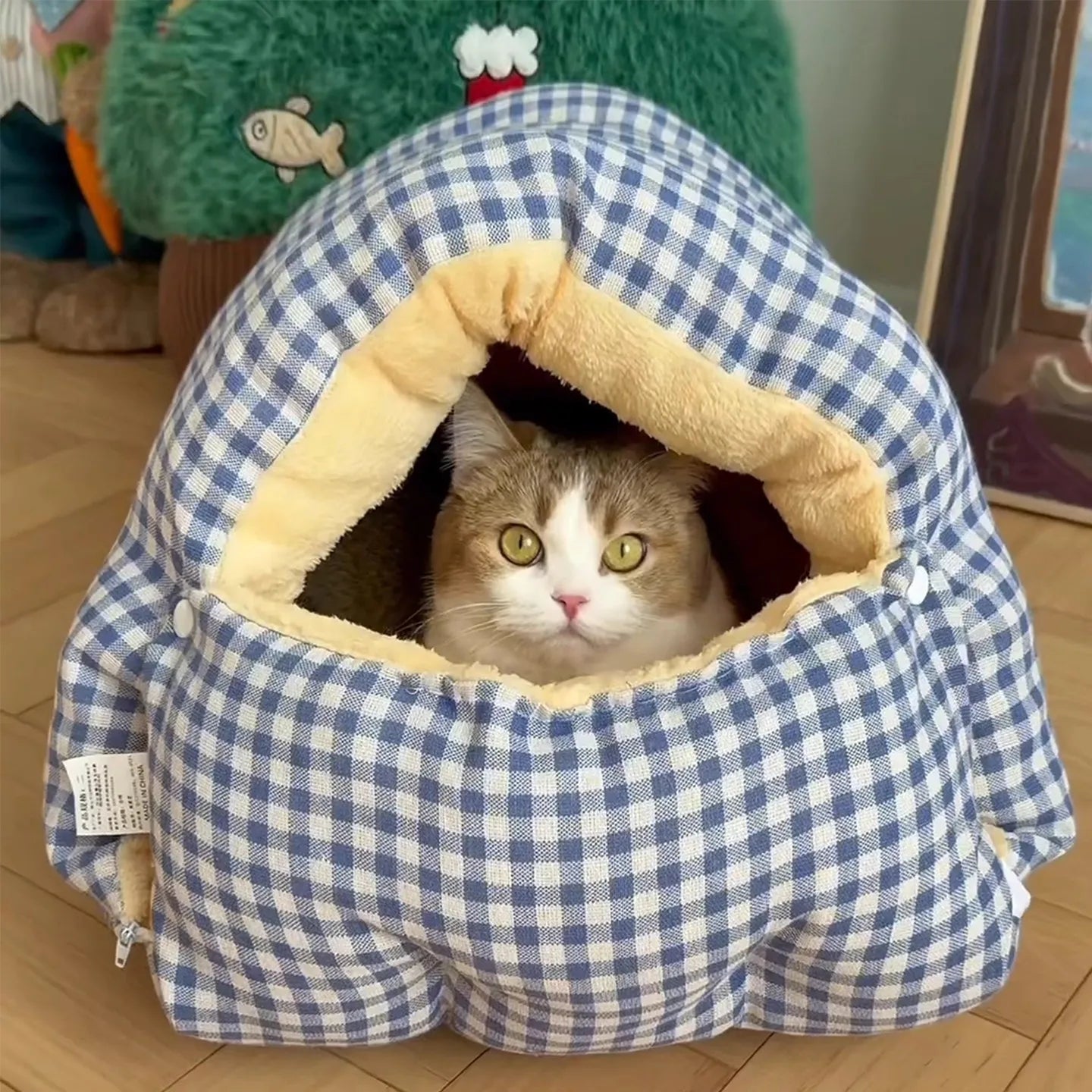 Winter Dog Bed Warm Cat House Portable Pet Bed House Lined Velvet Nest Detachable Washable Pet Accessories