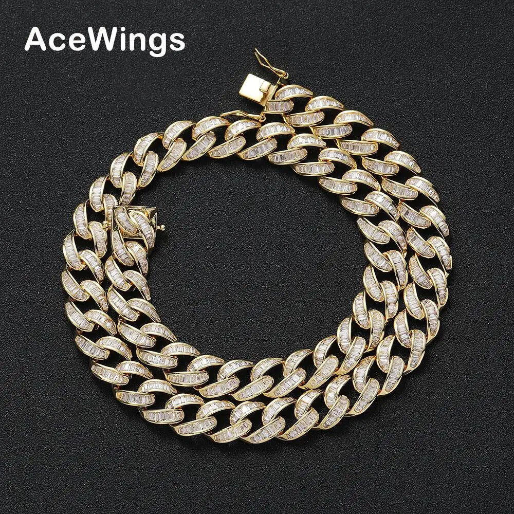 BC039 12MM Cuban Link CZ Necklace Iced Out Zircon Setting Bling Jewelry Hip Hop for Men