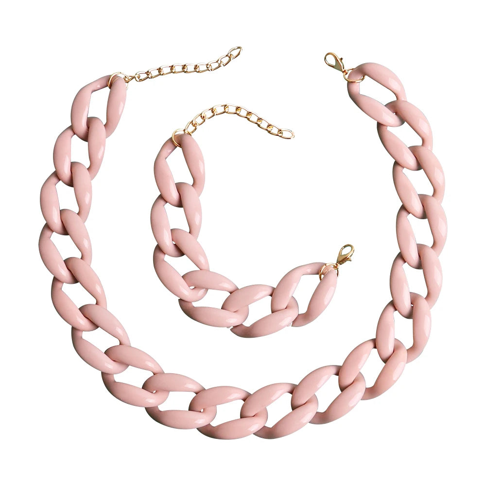 Women's Solid Color Retro Bracelet Necklace Jewelry Set 1pc/opp Bag Smooth Stone Hot Selling for Wedding and Party