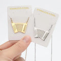 Vintage Simple Instrument Accordion Pendant Necklace for Women Stainless Steel with Gold Plating Trendy Link Chain Gift