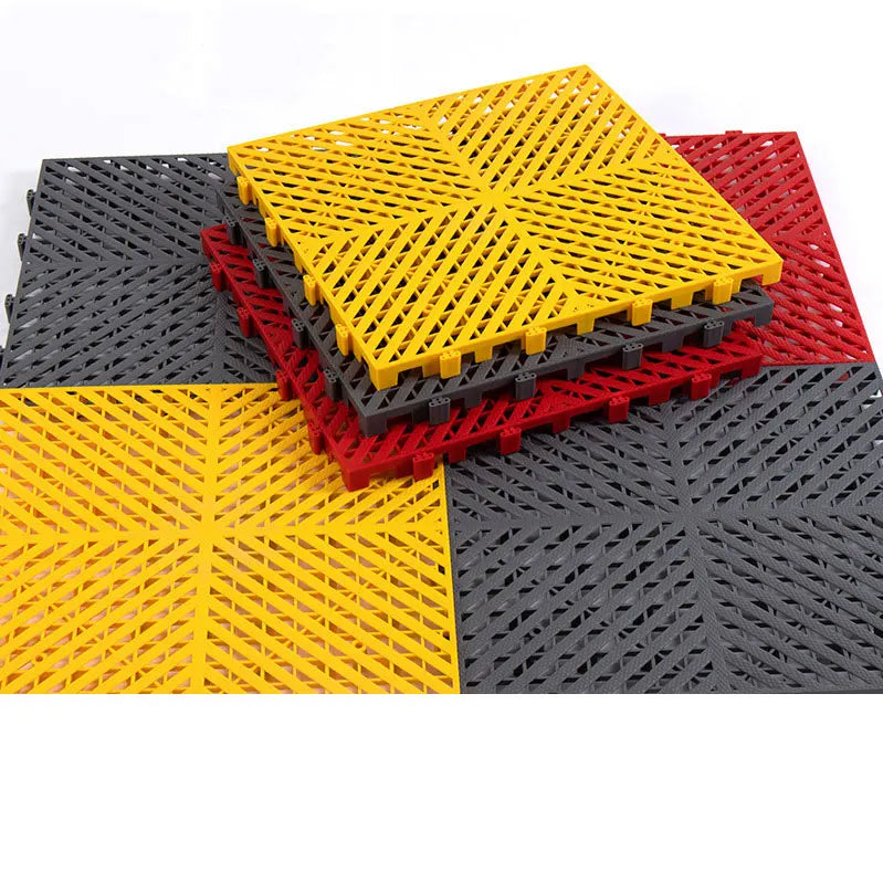 Car Wash Room Garage Floor Tile Floating PVC PP Garage Floor Tile With Drainage Holes 400X400X18mm