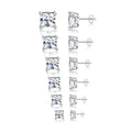Stainless Steel & 18K White Gold Plated Butterfly Back Earrings for Women Square Clear Cubic Zirconia Stud Trendy Jewelry