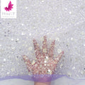 Lilac Lace Tulle With Beads and Sequins Pretty Mesh Fabrics for Wedding Dress HY1306-1