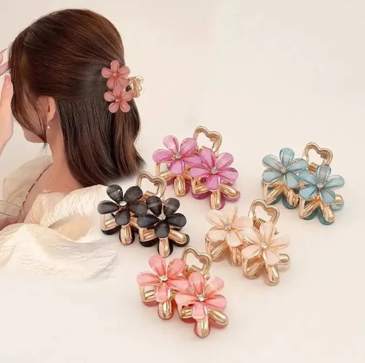 Exquisite Resin Flower Hair Claws 4.0cm Colorful Shark Hair Clips Small Size Alloy Jaw Clip for Girls