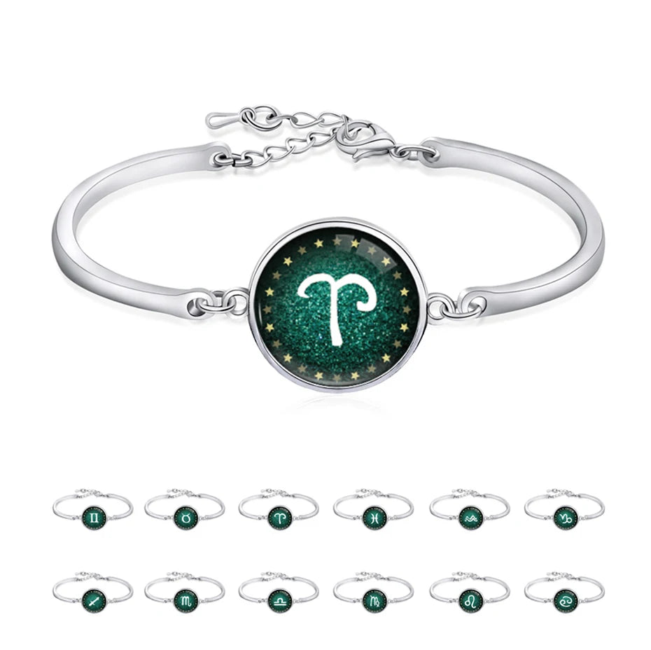Zodiac Signs Capricorn Aquarius Pisces Aries Taurus Gemini Cancer Leo Virgo Libra Scorpio Sagittarius Bangle Bracelet