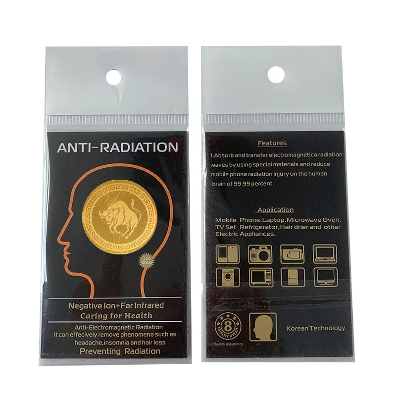 Hoonni Negative Ions 1500cc Scalar Quantum Energy Emf Anti Radiation 24K Gold Metal Patch 26mm Diameter Sticker for Mobile