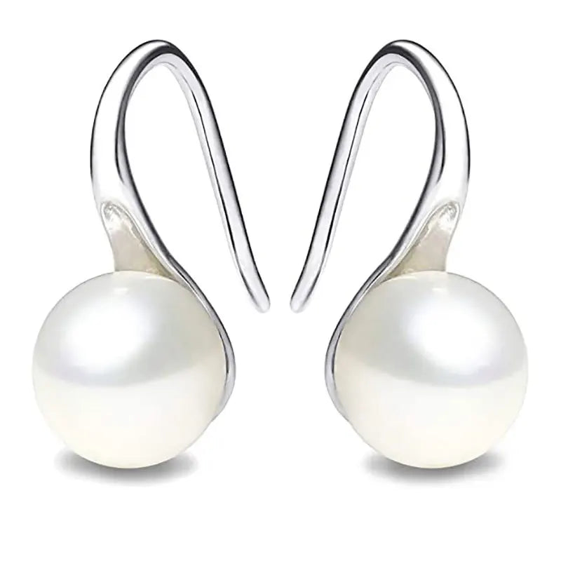 Simple Copper Earring Temperament Pendant Earrings White Freshwater Pearl Earrings for Women