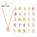 26 A-Z Letter Gold Plated Necklace Pendants Candy Color Stainless Steel Colorful Enamel Letter Charms for Necklace