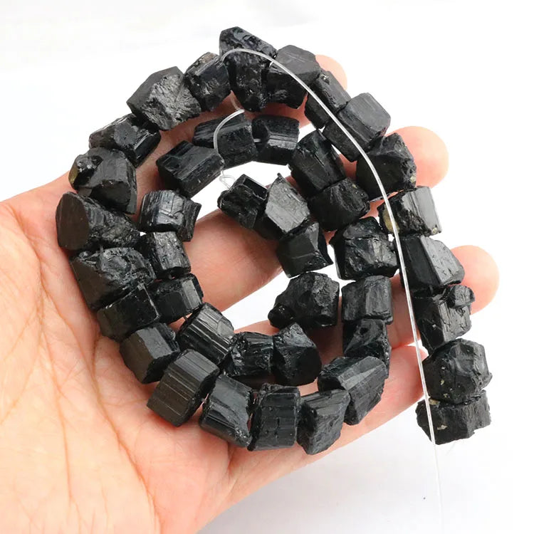 SB7200 Hot Sale Rough Natural Raw Black Tourmaline Irregular Nuggets Natural Black Stone Freeform Nugget Beads