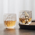 One Thought Glass Cup Gold-Faced Buddha Glass Cup Coffee Kung Fu Tea Cup Whiskey Glasses
