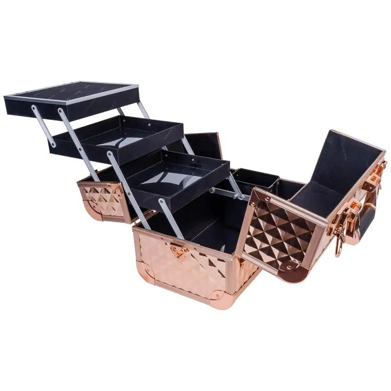 Large Cosmetic Box Organizer Travel Storage Professional Make up Train Carrying Case with 3 Trays