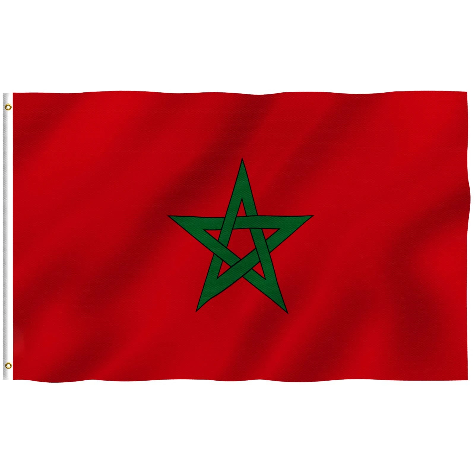 Custom logo All Countries Morocco Flag Silk ScreenPrinting Top Quality Moroccan Flag Green Pentagon Red Design Banner Flag 3x5