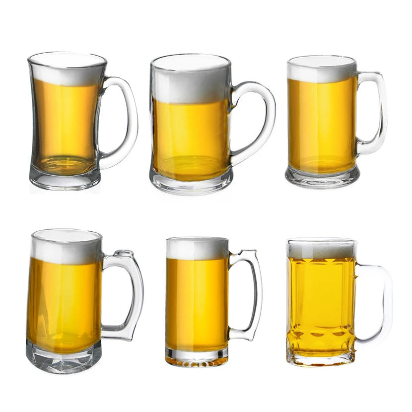 Lead Free Modern Custom Logo Glass Beer Steins Mugs Tankards Set with Handles 301-400ml Capacity