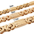 6/8/10mm Gold Stainless Steel Titanium Steel Flat Chain Necklace Rock Style Accessories