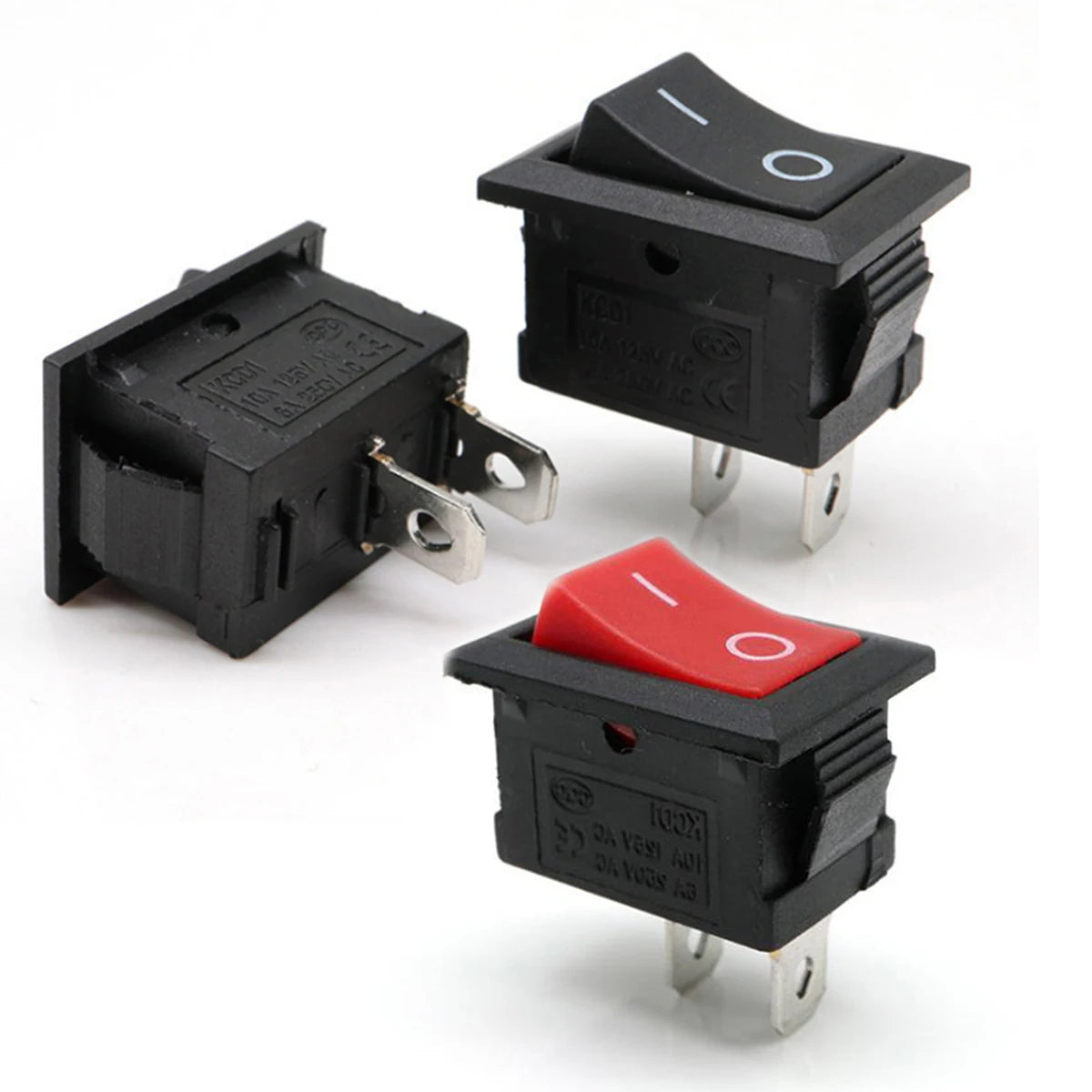 Car Auto Rocker Switch SPST ON OFF Toggle 6 AMP 250V 10 AMP 125V 2 PIN Red Black