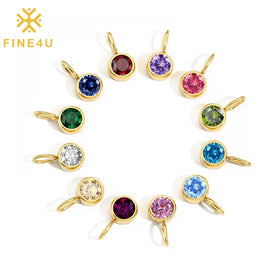 Wholesale Diy 12 Month Necklace Bracelet Stainless Steel Birthstone Crystal Charm for Jewelry Making