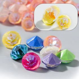 Lan Guang 4mm/5mm/6mm Round Mocha Fluorescence Crystal Pointback Glass Crystal Rhinestones for Garment Accessories DIY Nail