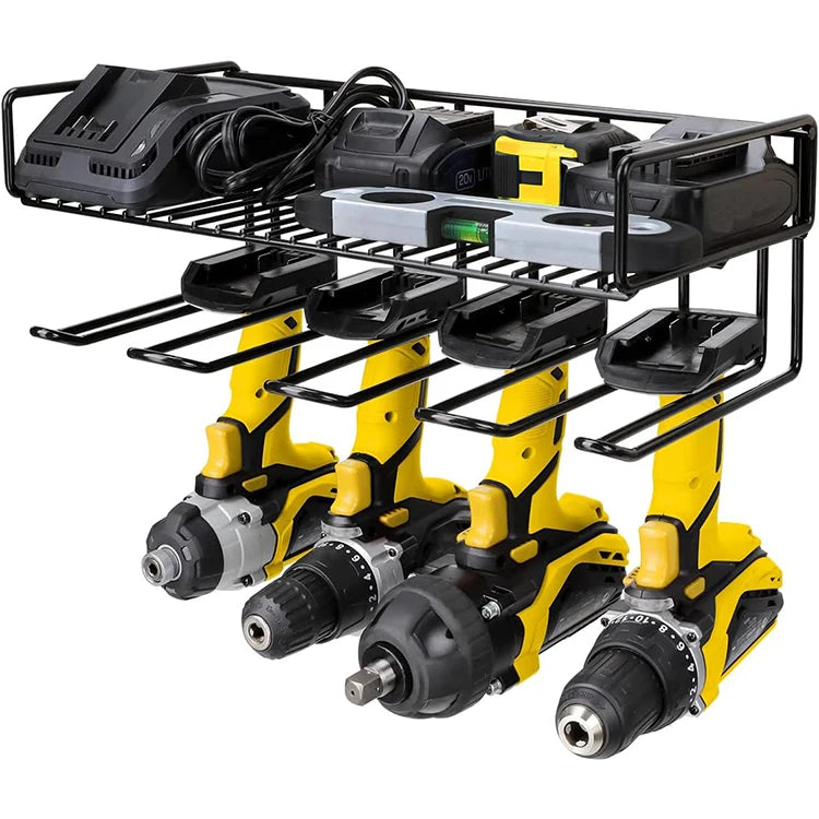 2-Layer Power Tool Organizer Holder Hand-Operated Steel Wall Storage Rack for Drill for Garage & Workshop OEM Customizable