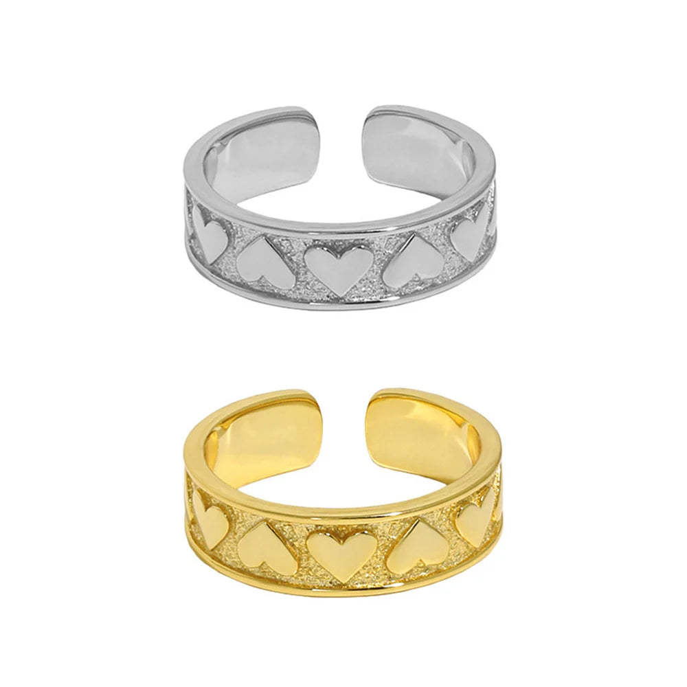FUAMAY Fashion Rings Jewelry Women Minimalist Wide Ring 925 Sterling Silver Heart Ring