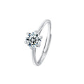 Moissanite Diamond Real S925 Silver Ring 1 Carat D Color GRA Certificate VVS1 Clear Six Claw Classic Fine Jewelry for Women