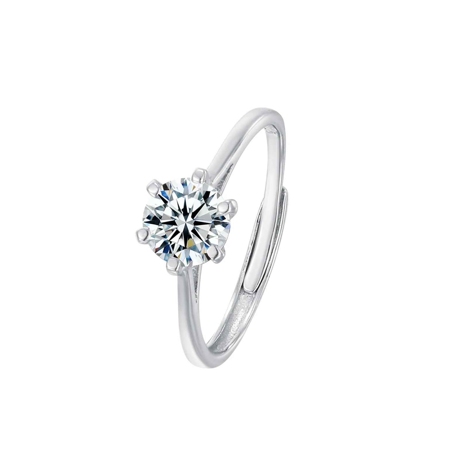 Moissanite Diamond Real S925 Silver Ring 1 Carat D Color GRA Certificate VVS1 Clear Six Claw Classic Fine Jewelry for Women