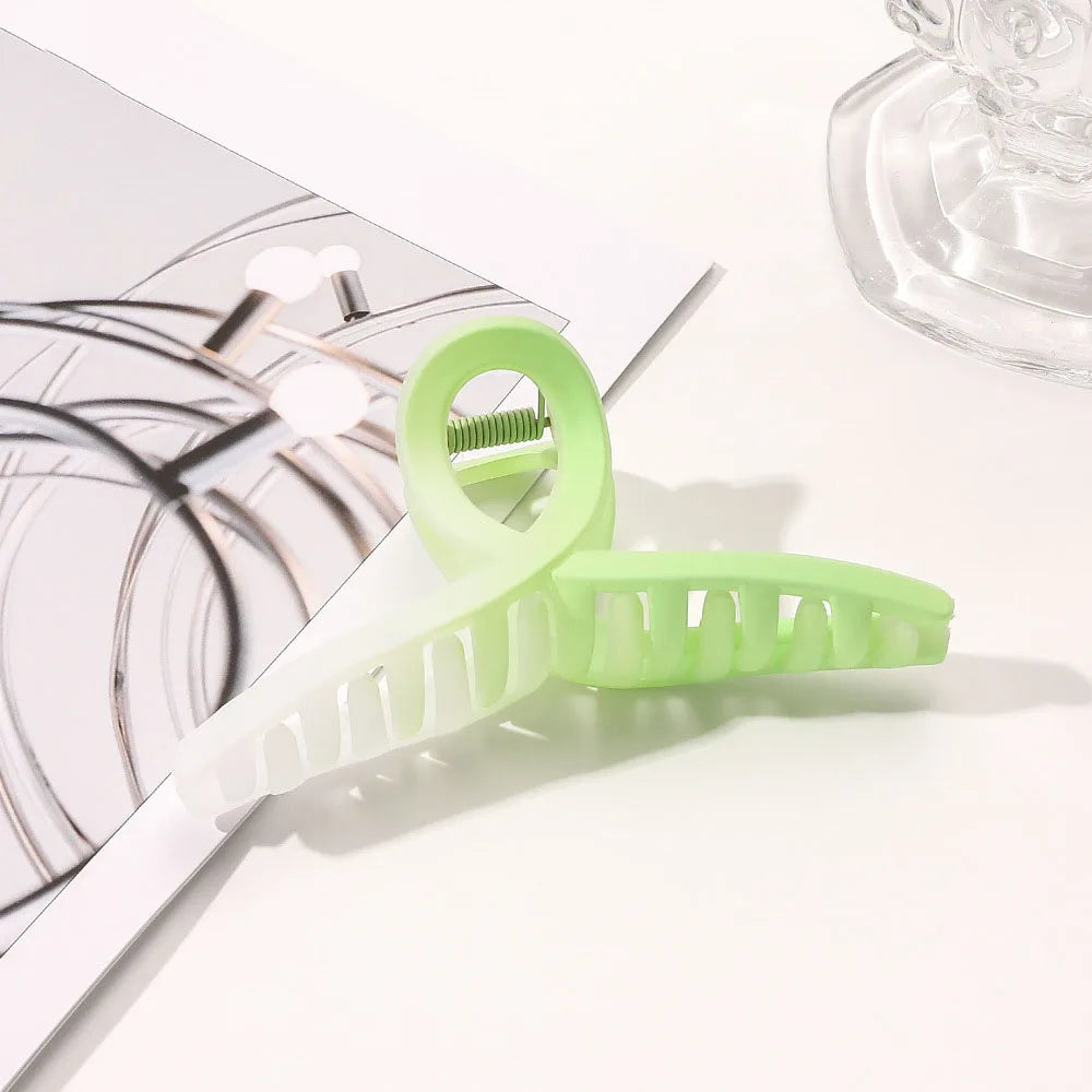 Wholesale INS Style Big Size Frost Hollow Wave Shape Plastic Hair Claw Clips Double Color Hair Claw Clips