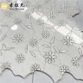 Wildflower Design Polished White Marble Inlay Shell Mosaic Tile Waterjet Cut Parquet for Interior Decor