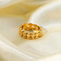 Stainless Steel Open Adjustablejewelry 18k Gold Plated Unique Jewelry Double Row Oval Bean Beads Finger Rings