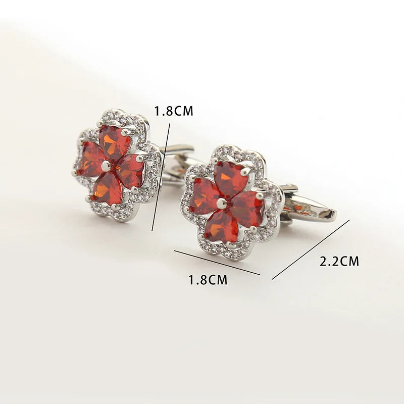 Men's French Suit Accessories Temperament Clover Full Diamond Zirconia Cufflinks Fashion Personality Novelty Cufflinks Weddings